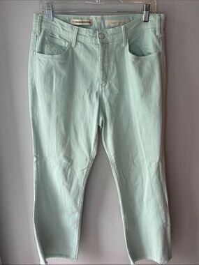Pilcro & The Letterpress Script Jeans Mint Green Raw Hem Cropped